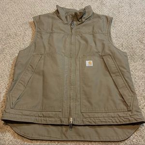 Mens Carhartt Quick Duck work full zip vest size Large Tan Jefferson L